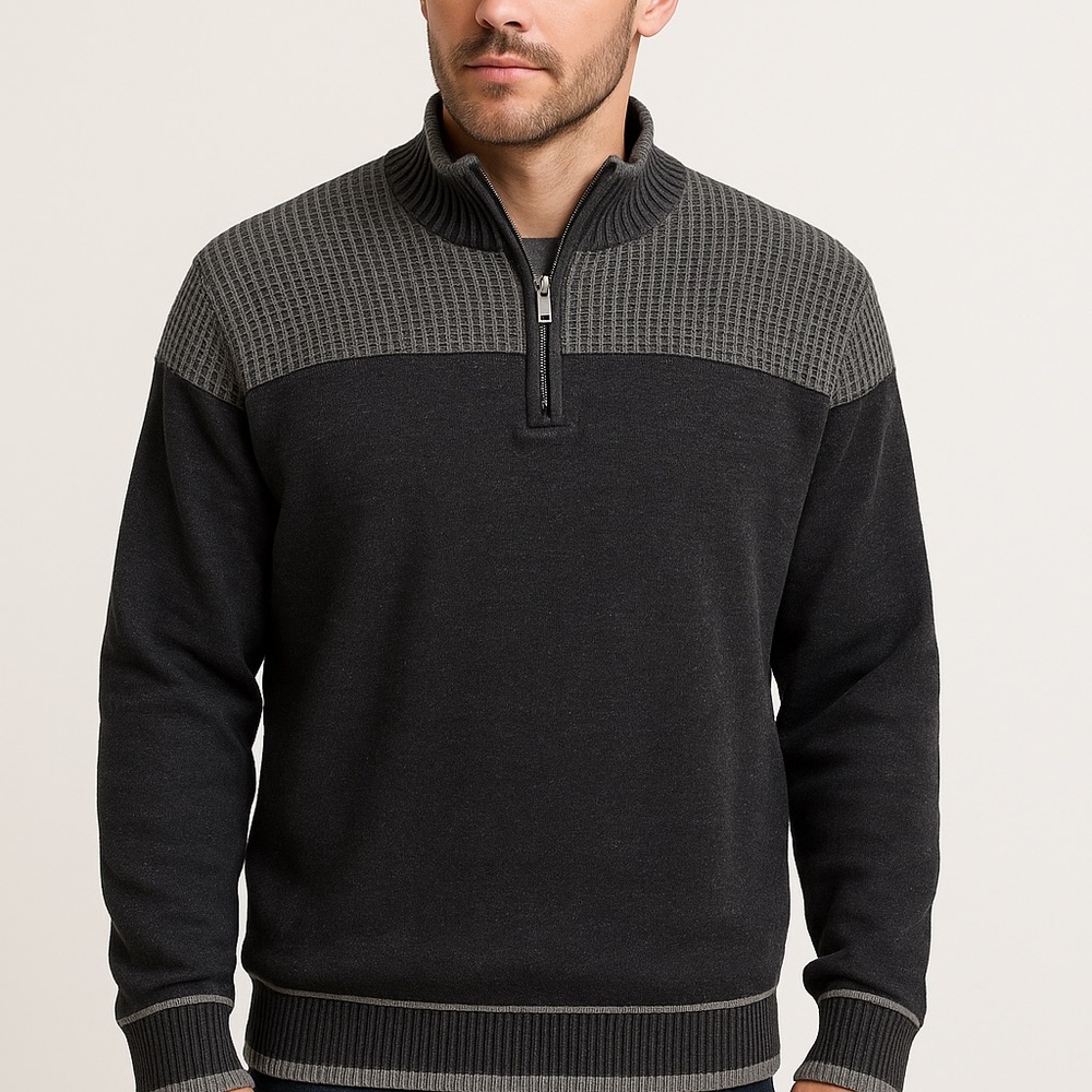 Trend by F/X Fusion Men’s Modern Fit Quarter-Zip Sweater XL Gray 100% Cotton